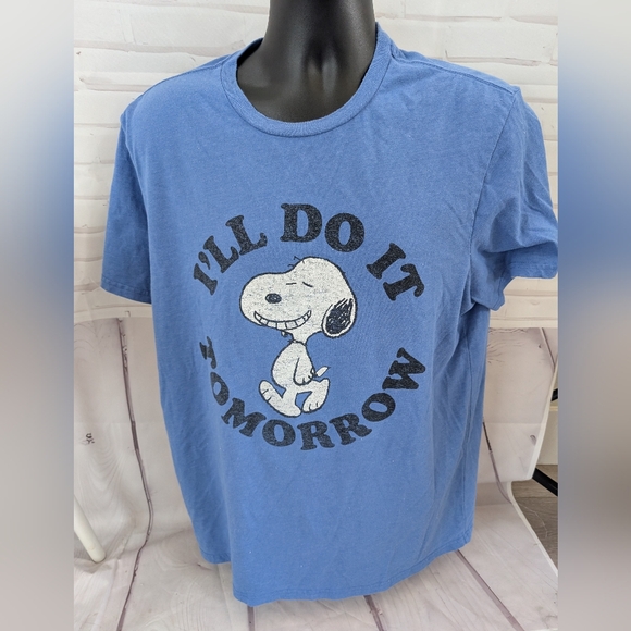 Peanuts Blue Snoopy 'I'll Do It Tomorrow' Tee - Picture 1 of 6